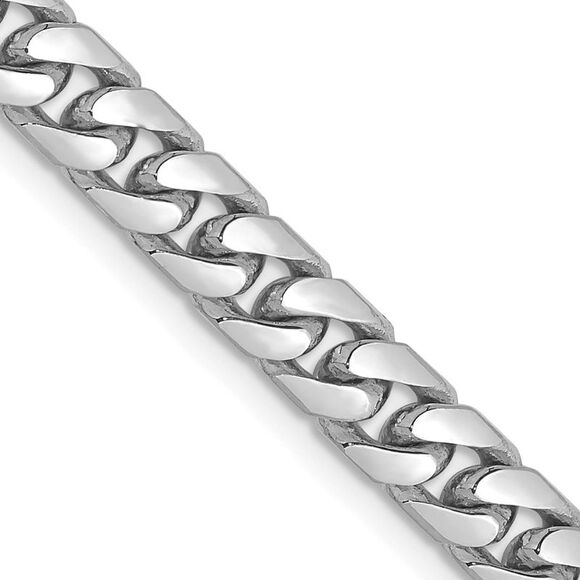 14k White Gold 24in 5mm Solid Miami Cuban Link Lobster Clasp Chain